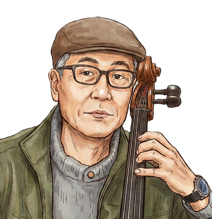 イラスト風のチェロと私